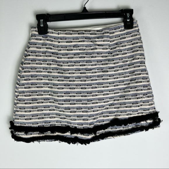 Lush Womens Pencil Skirt White Blue Geometric Side Zipper S - Picture 4 of 9